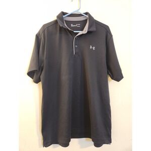 Under Armour Men's  Large‎ Black Polyester/Elastane, 3 Button, Short Sleeve Top